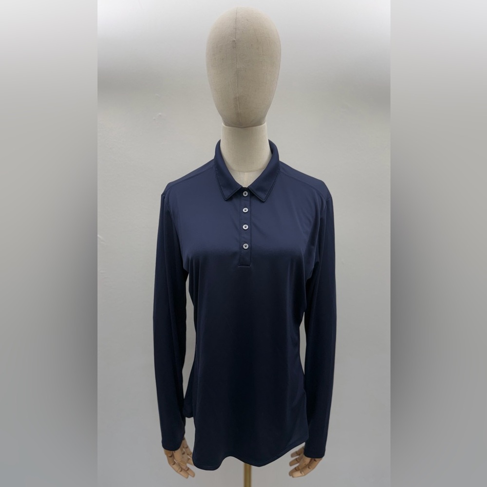 Adidas Golf Polo Long Sleeve Women Navy Blue Performance Top Athletic Size L